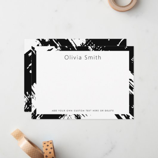 Carte De Correspondance Brosse à brosse noire moderne (Devant/Arrière en situation)