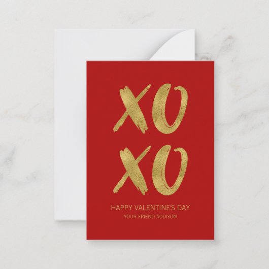 Carte De Correspondance Brosse Gold Foil XOXO Classroom Valentine Card (Devant)