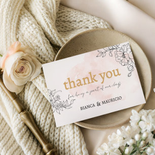 Carte De Correspondance Broussailler avec Merci Floral Noir