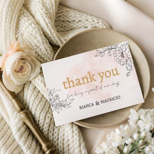 Carte De Correspondance Broussailler avec Merci Floral Noir