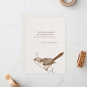 Carte De Correspondance Brown Bird Bereavement Merci Notes (Devant/Arrière en situation)