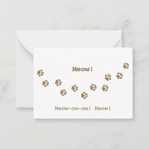 Carte De Correspondance Brown Cat Empreinte de patte Tracks Fun Personnali