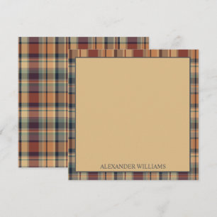 Carte De Correspondance Brown chaud et Plaid à la crème Personnalisé