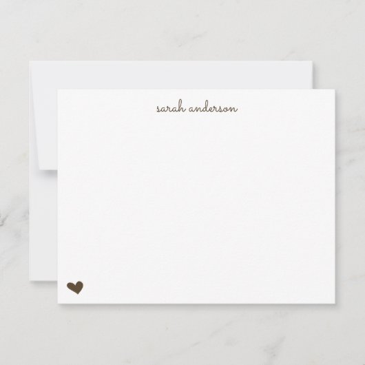 Carte De Correspondance Brown Doodle Heart Personalized Stationery (Devant)