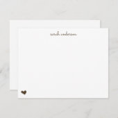 Carte De Correspondance Brown Doodle Heart Personalized Stationery (Devant / Derrière)