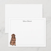 Carte De Correspondance Brown Newfoundland Dog Gray Border Personalized (Devant / Derrière)