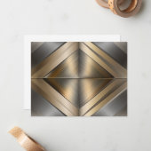 Carte De Correspondance Brushed Metallic Geometric Diamond Pattern (Devant/Arrière en situation)