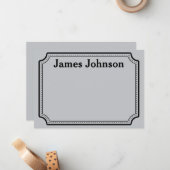 Carte De Correspondance Brushed Silver Retro Bold Serif Desk Name Plate (Devant/Arrière en situation)