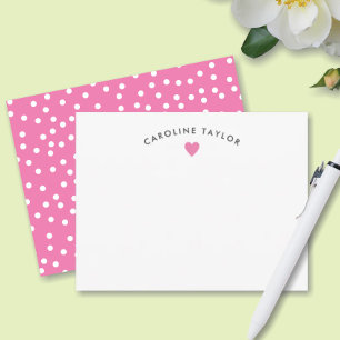 Carte De Correspondance Bubblegum Pink Coeur & Dots mignon fille