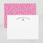 Carte De Correspondance Bubblegum Pink Star & Dots Cute Girly (Devant / Derrière)