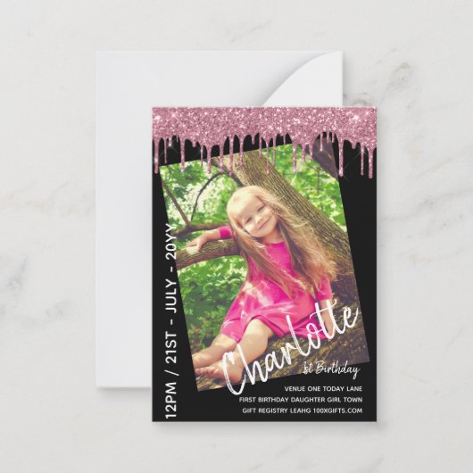 Carte De Correspondance BUDGET 1er anniversaire fille un aujourd'hui Invit (Devant)