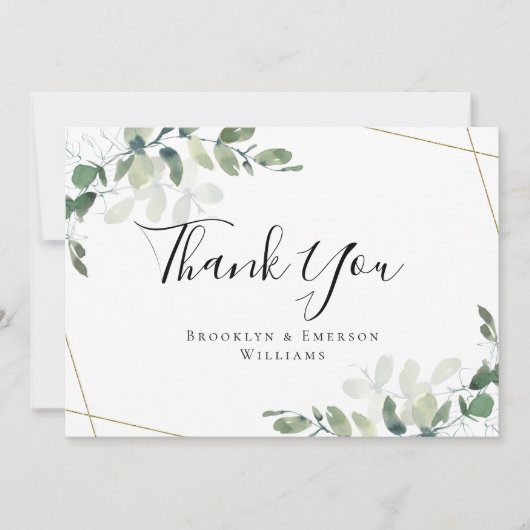 Carte De Correspondance BUDGET 5x7 Merci Mariage Eucalyptus (Devant)