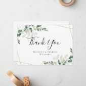 Carte De Correspondance BUDGET 5x7 Merci Mariage Eucalyptus (Devant/Arrière en situation)