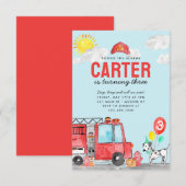 Carte De Correspondance Budget Alarme sonore Camion pompier Anniversaire (Devant / Derrière)