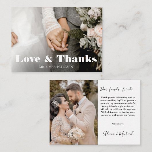 Carte De Correspondance Budget amour merci script simple mariage merci (Devant / Derrière)