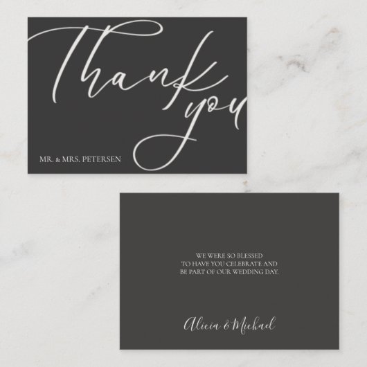 Carte De Correspondance Budget amour merci script simple mariage merci (Devant / Derrière)