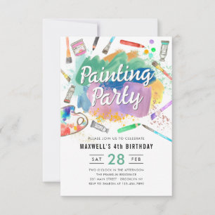 Carte De Correspondance Budget Aquarelle Peinture Partie Anniversaire