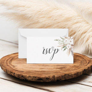 Carte De Correspondance Budget Boho Pampa Grass Greenery Wedding RSVP