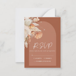 Carte De Correspondance budget boho terracotta pampas mariage RSVP réponse