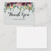Carte De Correspondance BUDGET Bourgogne Fleurs Mariage Merci Note (Devant / Derrière)