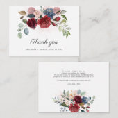 Carte De Correspondance Budget Burgundy Floral Greenery Wedding (Devant / Derrière)