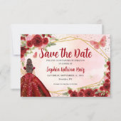 Carte De Correspondance Budget Burgundy Princesse Quinceañera Enregistrer  (Devant)