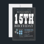 Carte De Correspondance Budget Chic 15e Anniversaire tableau bleu Balloon<br><div class="desc">Rustique Vintage Chalkboard Bleu Bleu Bleu Bleu 15e anniversaire Invitation</div>