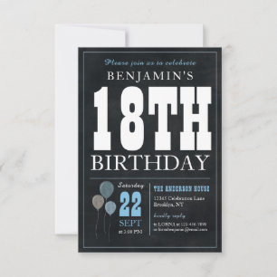 Carte De Correspondance Budget Chic 18e anniversaire tableau noir Balloon