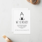 Carte De Correspondance BUDGET Cute Minimal Nous avons déplacé une nouvell (Devant/Arrière en situation)