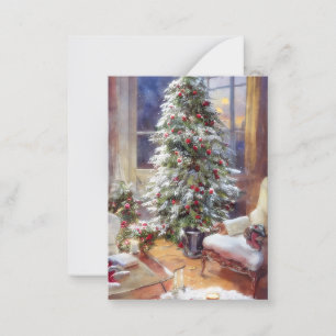 Carte De Correspondance Budget d'arbre de Noël à l'ancienne mini