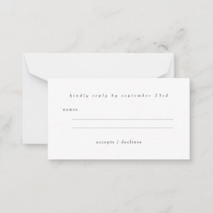Carte De Correspondance Budget de base minimaliste noir blanc RSVP 