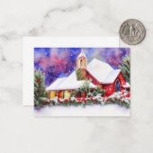 Carte De Correspondance Budget de l'église de neige mini Noël (Devant/Arrière en situation)