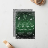 Carte De Correspondance Budget Emerald Green Glam Parties scintillant Gown (Devant/Arrière en situation)