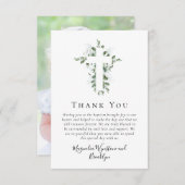 Carte De Correspondance BUDGET Eucalyptus Baptême Merci Note (Devant / Derrière)