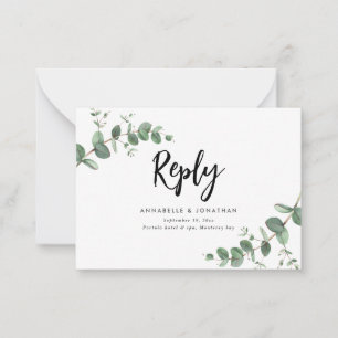 Carte De Correspondance Budget Eucalyptus Verdure Mariage RSVP réponse Not