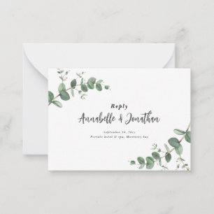 Carte De Correspondance Budget Eucalyptus Verdure Mariage RSVP réponse Not