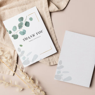 Carte De Correspondance Budget Eucalyptus Verdure Or Cadre Merci