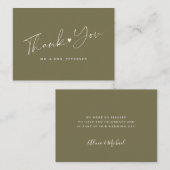 Carte De Correspondance Budget fern vert mariage merci script (Devant / Derrière)