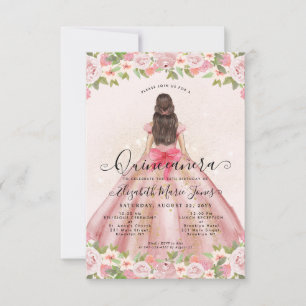 Carte De Correspondance Budget Floral Blush Or Rose Princesse Quinceanera