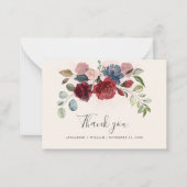 Carte De Correspondance Budget Floral Bourgogne verdure Mariage Merci (Devant)