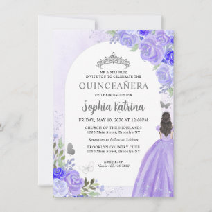 Carte De Correspondance Budget Floral Purple Grey Princess Quinceanera