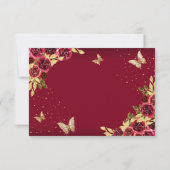 Carte De Correspondance BUDGET Floral Rouge or papillon Quinceanera (Dos)