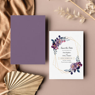 Carte De Correspondance Budget Flore violet géométrique Enregistrer la dat