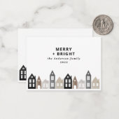 Carte De Correspondance budget Japandi Noël Nordique maisons design (Devant/Arrière en situation)