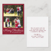 Carte De Correspondance Budget Joyeux Noël Script 4 Photo Red Holly (Devant / Derrière)