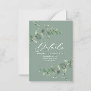 Carte De Correspondance budget mariage eucalyptus sauge détails verts