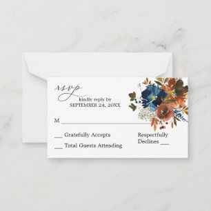 Carte De Correspondance Budget Marine Orange & Brown Floral 2SM Pas de rep