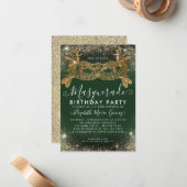 Carte De Correspondance Budget Masquerade Green Gold Glam Parties scintill (Devant/Arrière en situation)