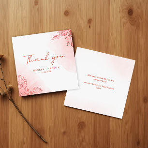 Carte De Correspondance Budget Minimaliste Aquarelle Merci en terre cuite