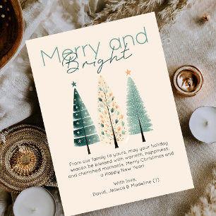 Carte De Correspondance Budget minimaliste Boho Main dessiné arbres de Noë